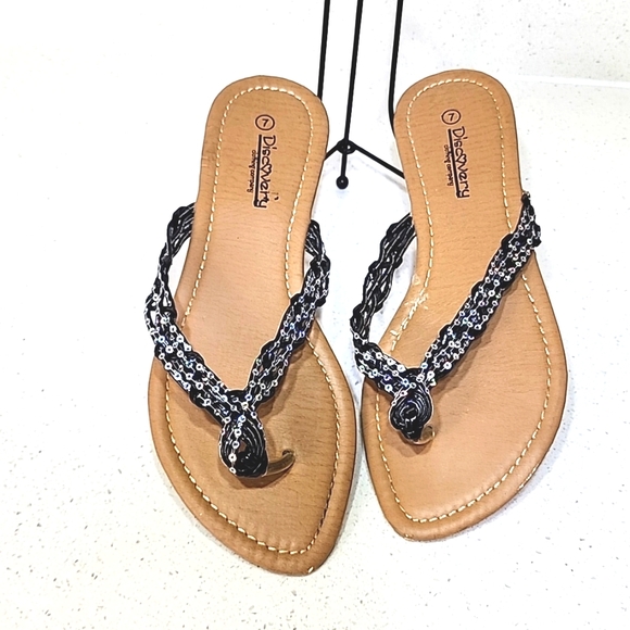 Women's Flip Flops Braided with sequins size 7 - Picture 3 of 4